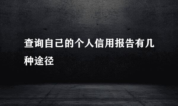 查询自己的个人信用报告有几种途径