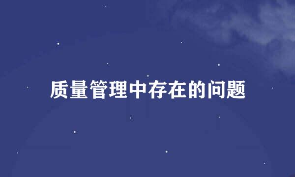 质量管理中存在的问题