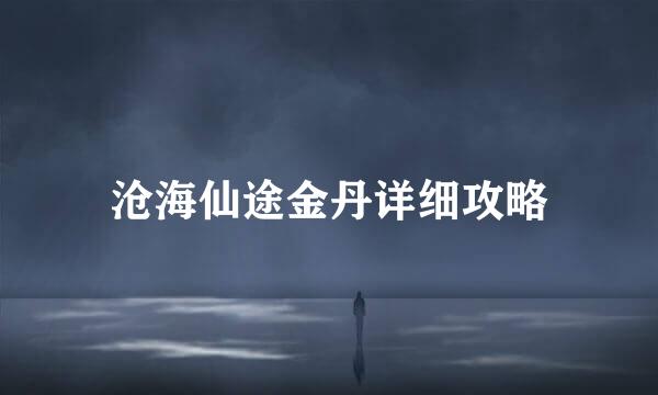 沧海仙途金丹详细攻略