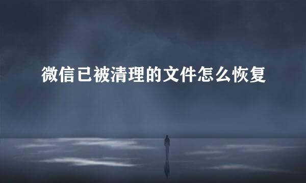 微信已被清理的文件怎么恢复