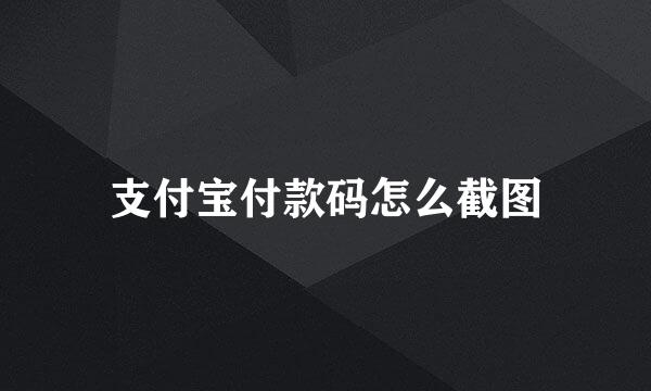 支付宝付款码怎么截图
