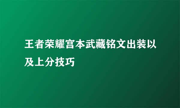 王者荣耀宫本武藏铭文出装以及上分技巧