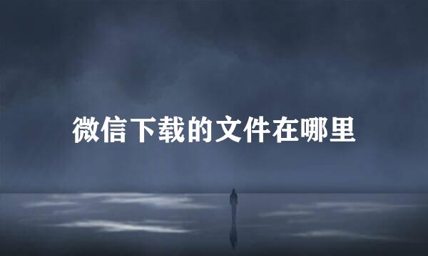 微信下载的文件在哪里
