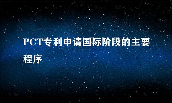 PCT专利申请国际阶段的主要程序