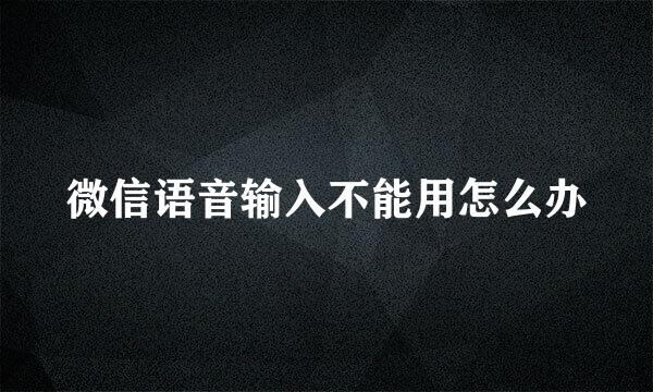 微信语音输入不能用怎么办