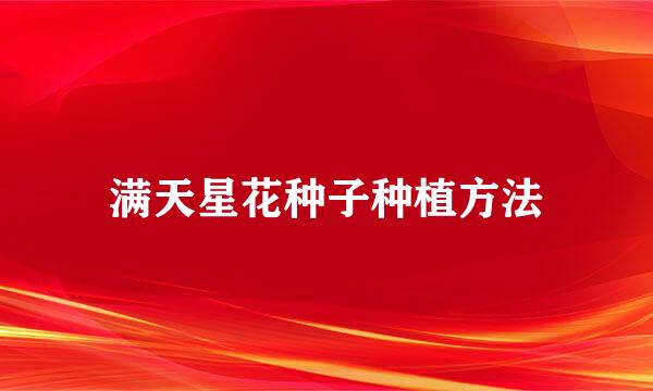 满天星花种子种植方法