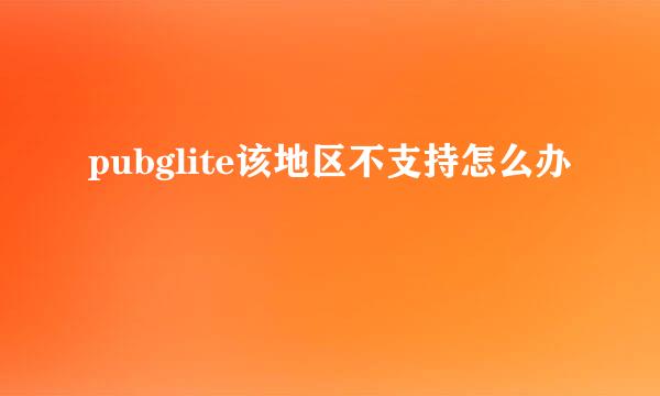 pubglite该地区不支持怎么办