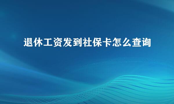 退休工资发到社保卡怎么查询