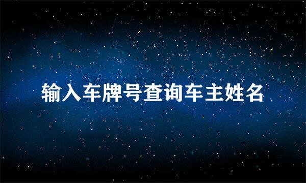 输入车牌号查询车主姓名