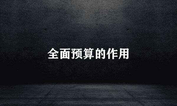 全面预算的作用