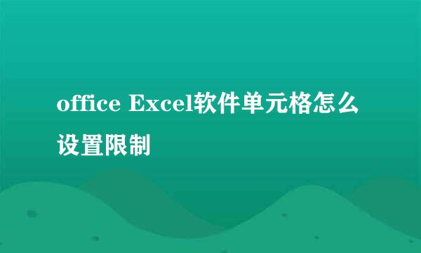 office Excel软件单元格怎么设置限制