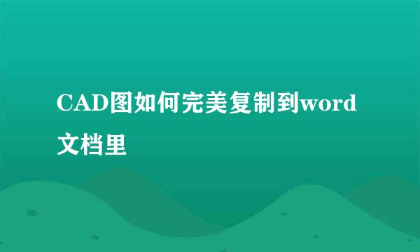 CAD图如何完美复制到word文档里