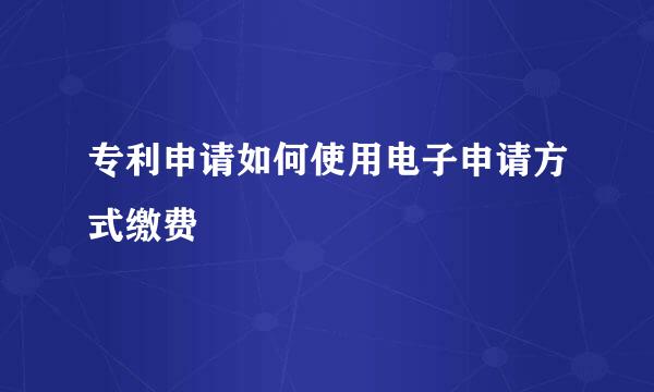 专利申请如何使用电子申请方式缴费