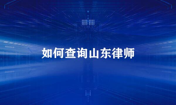 如何查询山东律师