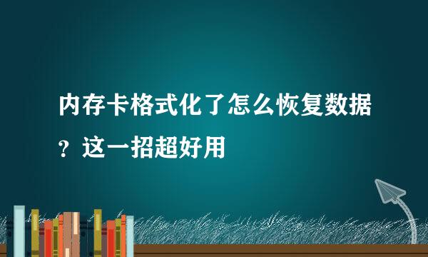 内存卡格式化了怎么恢复数据？这一招超好用