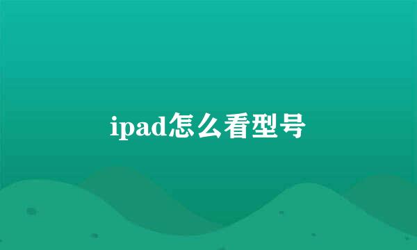 ipad怎么看型号