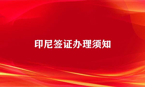 印尼签证办理须知