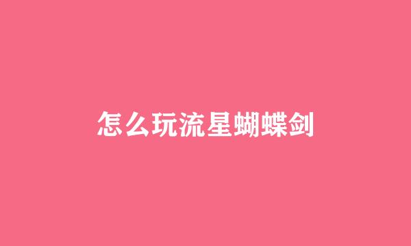 怎么玩流星蝴蝶剑