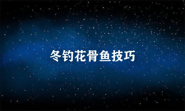 冬钓花骨鱼技巧