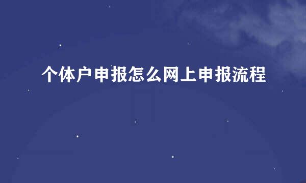 个体户申报怎么网上申报流程