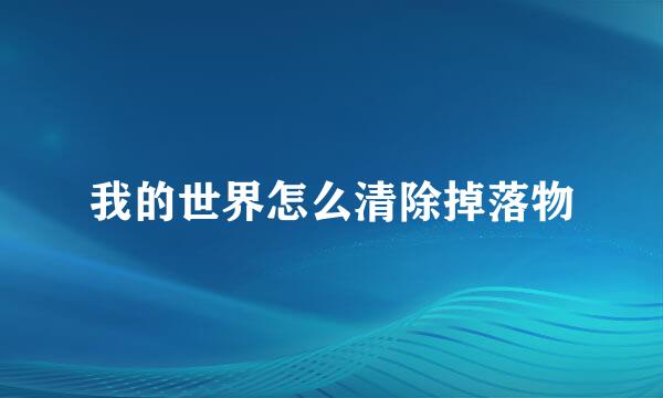 我的世界怎么清除掉落物