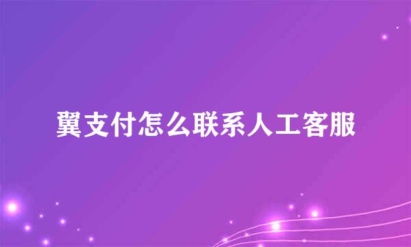 翼支付怎么联系人工客服