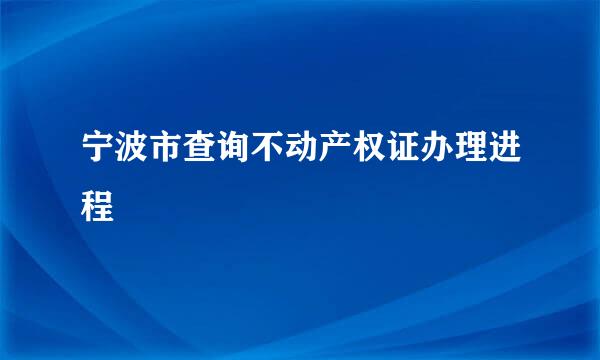 宁波市查询不动产权证办理进程