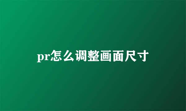 pr怎么调整画面尺寸