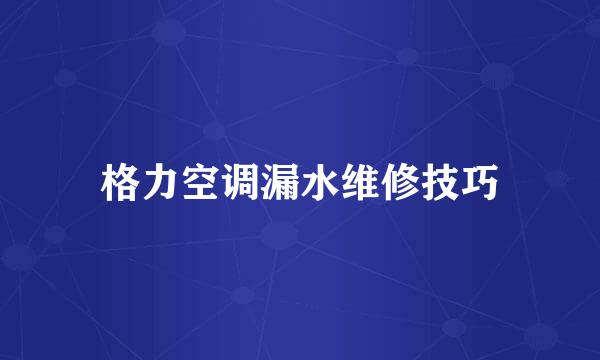 格力空调漏水维修技巧