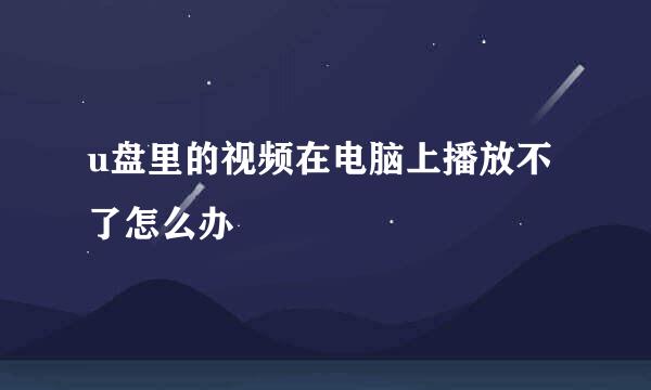 u盘里的视频在电脑上播放不了怎么办
