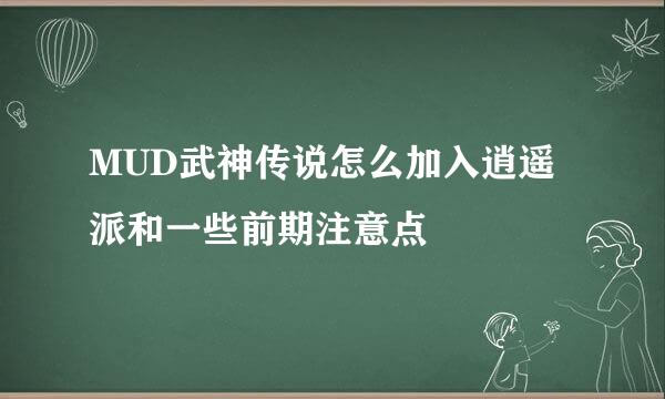 MUD武神传说怎么加入逍遥派和一些前期注意点