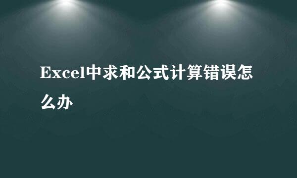 Excel中求和公式计算错误怎么办