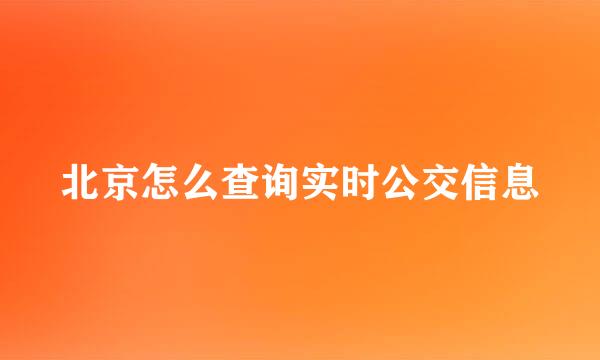 北京怎么查询实时公交信息