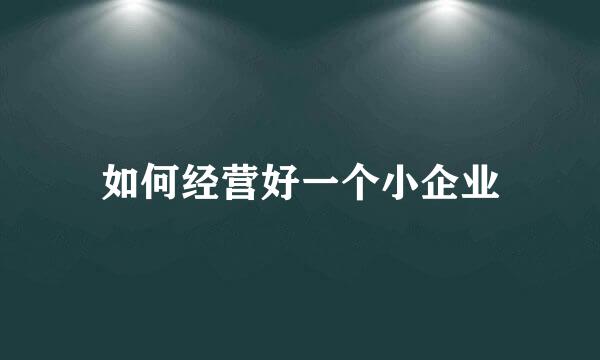 如何经营好一个小企业