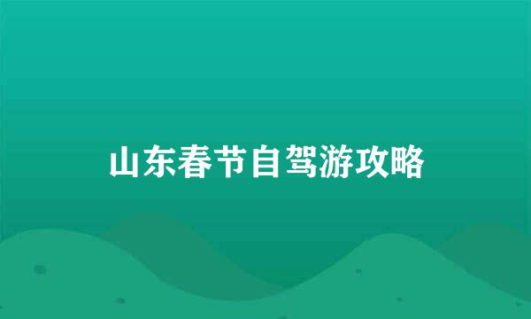 山东春节自驾游攻略
