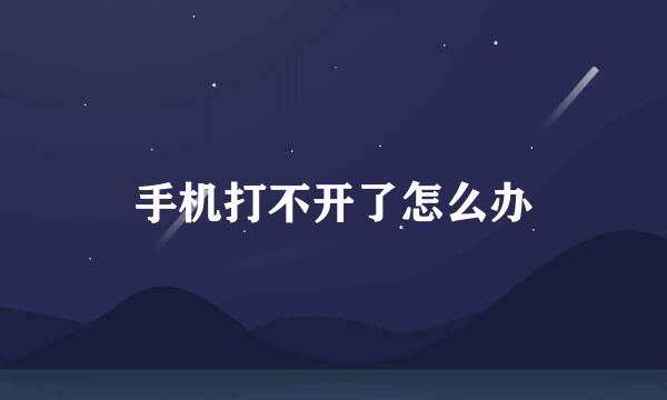 手机打不开了怎么办