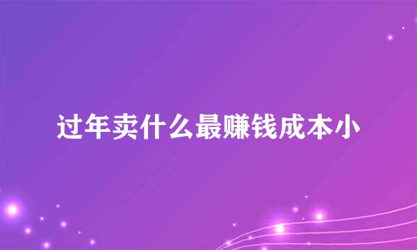过年卖什么最赚钱成本小
