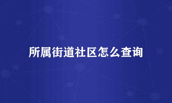 所属街道社区怎么查询
