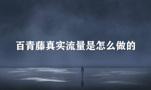 百青藤真实流量是怎么做的