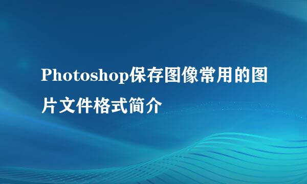 Photoshop保存图像常用的图片文件格式简介