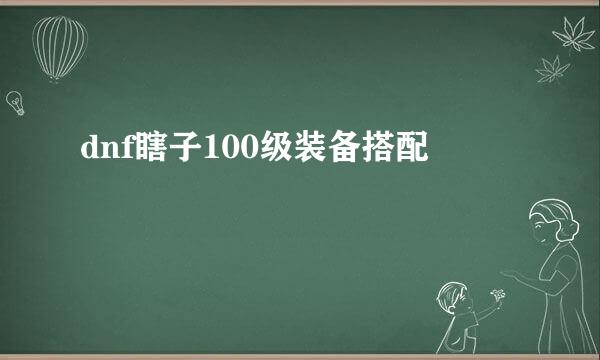 dnf瞎子100级装备搭配