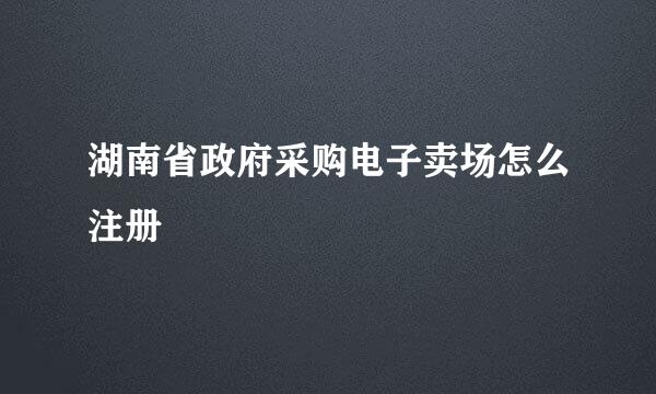 湖南省政府采购电子卖场怎么注册