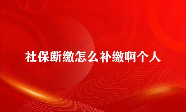 社保断缴怎么补缴啊个人