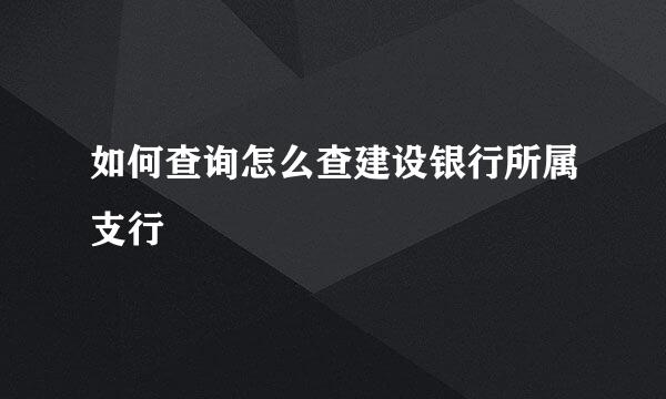 如何查询怎么查建设银行所属支行