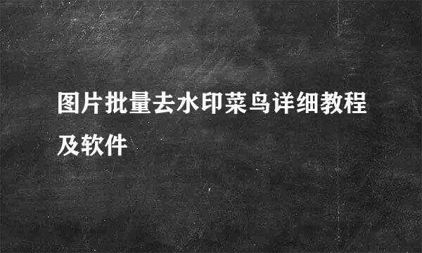 图片批量去水印菜鸟详细教程及软件
