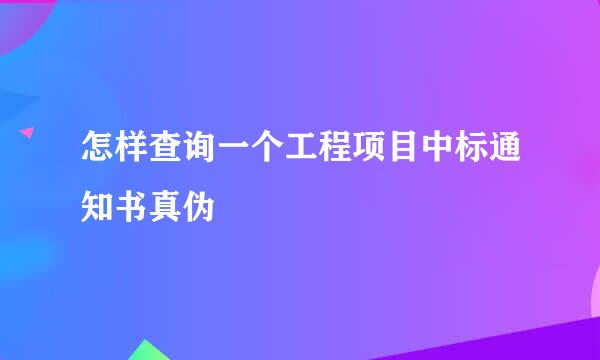 怎样查询一个工程项目中标通知书真伪