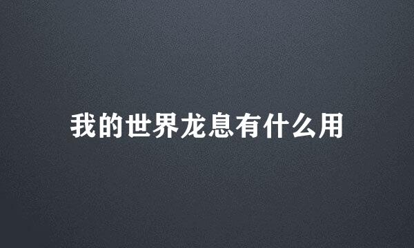 我的世界龙息有什么用