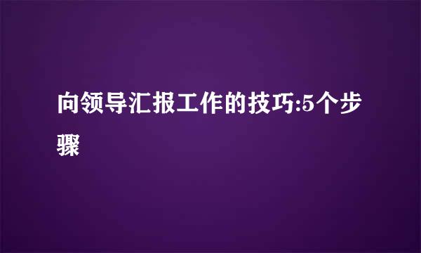 向领导汇报工作的技巧:5个步骤