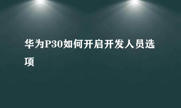 华为P30如何开启开发人员选项