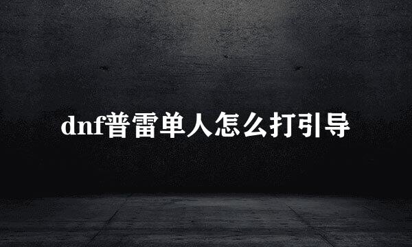 dnf普雷单人怎么打引导